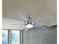 Bestes Angebot ❤️ Deckenleuchte mit Ventilator Fabiola - 37/132 cm in silberfarben ✔️ -Garderoben Verkaufsgeschäft 24888119 0306s 2
